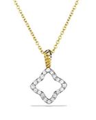 David Yurman Cable Collectibles Quatrefoil Pendant With Diamonds In Gold On Chain