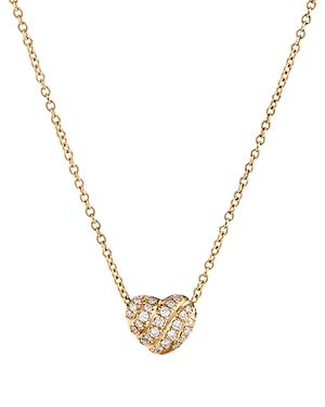 David Yurman Cable Heart Pendant Necklace In 18k Yellow Gold With Pave Diamonds, 18