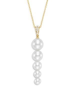 Mastoloni 18k Yellow Gold Diamond & Cultured Freshwater Pearl Pendant Necklace, 16-18