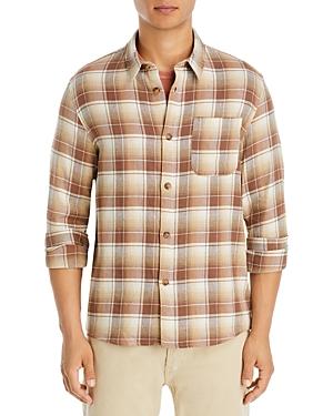 A.p.c. Trek Cotton & Linen Plaid Regular Fit Button Down Shirt Jacket