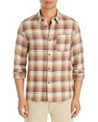 A.p.c. Trek Cotton & Linen Plaid Regular Fit Button Down Shirt Jacket