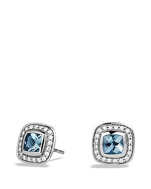 David Yurman Petite Albion Earrings With Blue Topaz And Diamonds