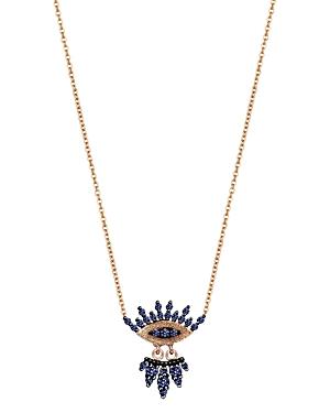 Kismet By Milka 14k Rose Gold Blue Sapphire 10th Eye Regina Pendant Necklace, 18