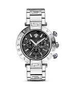 Versace Reve Chronograph Stainless Steel Watch With Black Dial, 46mm