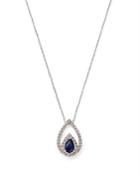 Bloomingdale's Blue Sapphire & Diamond Teardrop Pendant Necklace In 14k White Gold, 18 - 100% Exclusive