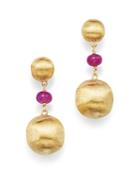 Marco Bicego 18k Yellow Gold Africa Precious Ruby Drop Earrings