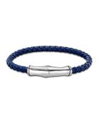 John Hardy Men's Sterling Silver Bamboo Station Bracelet In Blue Leather