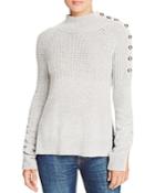Marled Button Shoulder Waffle Sweater