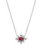 Bloomingdale's Pink Tourmaline & Diamond Snowflake Pendant Necklace In 14k White Gold, 17 - 100% Exclusive