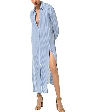 Michael Michael Kors Striped Slashed Silk Shirt Dress
