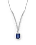 14k White Gold, Diamond And Sapphire Pendant Necklace, 17 - 100% Exclusive
