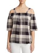 4our Dreamers Off-the-shoulder Plaid Top