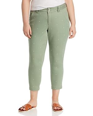 Jag Jeans Plus Flora Embroidered-dot Cropped Pants