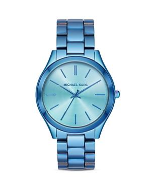 Michael Kors Slim Runway Blue Link Bracelet Watch, 42mm
