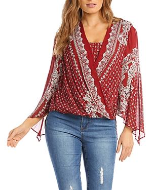 Karen Kane Printed Crossover Front Top