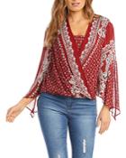 Karen Kane Printed Crossover Front Top