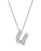 Diamond Initial U Pendant Necklace In 14k White Gold, .15 Ct. T.w.