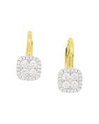 Frederic Sage 18k White & Yellow Gold Firenze Pave Diamond Cushion Earrings