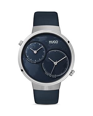 Hugo #travel Blue Leather Strap Watch, 42mm