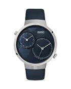 Hugo #travel Blue Leather Strap Watch, 42mm