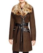 Via Spiga Faux Leather And Faux Fur Collar Coat - Bloomingdale's Exclusive