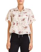 The Kooples Floral-print Lace-up Silk Top