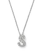 Diamond Initial S Pendant Necklace In 14k White Gold, .09 Ct. T.w.