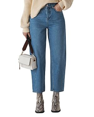 Whistles High Waist Barrel Leg Jeans In Mid Wash