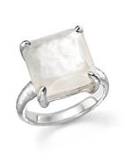 Ippolita Sterling Silver Wonderland Medium Square Stone Ring In Clear Quartz And Mother Of Pearl Doublet