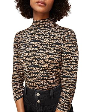 Whistles Animal Print High Neck Top