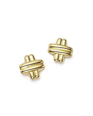 14k Yellow Gold Medium Cross Stud Earrings - 100% Exclusive