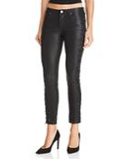 Blanknyc Lace-up Faux Leather Skinny Jeans In Risque