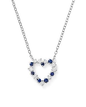 Bloomingdale's Diamond & Sapphire Heart Pendant Necklace In 14k White Gold, 18 - 100% Exclusive