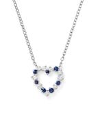 Bloomingdale's Diamond & Sapphire Heart Pendant Necklace In 14k White Gold, 18 - 100% Exclusive