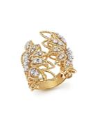 Roberto Coin 18k White And Yellow Gold New Barocco Open Ring With Diamonds