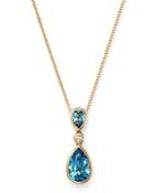 Bloomingdale's Blue Topaz & Diamond Teardrop Drop Pendant Necklace In 14k Yellow Gold, 18 - 100% Exclusive