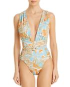 Nicholas Sonya Belted Printed One-piece Swimsuit