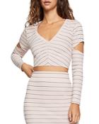 Bcbgeneration Striped Cutout Cropped Top