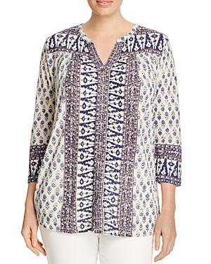 Lucky Brand Plus Woodblock Print Blouse