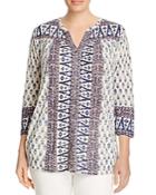 Lucky Brand Plus Woodblock Print Blouse