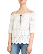 The Kooples English Eyelet Lace Cold-shoulder Top
