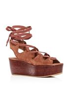 See By Chloe Women's Suede Lace Up Platform Wedge Sandals