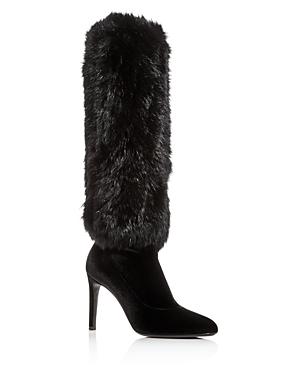 Giuseppe Zanotti Women's Rabbit Fur & Velvet Pointed Toe Boots