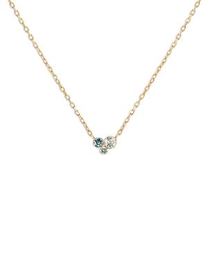 Moon & Meadow 14k Yellow Gold Blue Topaz Trio Cluster Pendant Necklace, 16-18 - 100% Exclusive
