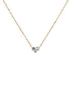 Moon & Meadow 14k Yellow Gold Blue Topaz Trio Cluster Pendant Necklace, 16-18 - 100% Exclusive