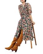 Ba & Sh Floral Print Cinched Waist Dress