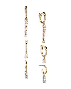 Nadri Love All Cubic Zirconia Charm Huggie Hoop Earrings In 18k Gold Plated, Set Of 3