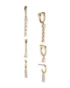 Nadri Love All Cubic Zirconia Charm Huggie Hoop Earrings In 18k Gold Plated, Set Of 3