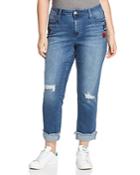 Seven7 Jeans Plus Rolled-hem Patch Jeans In Reeves