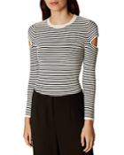 Karen Millen Slash-sleeve Striped Sweater